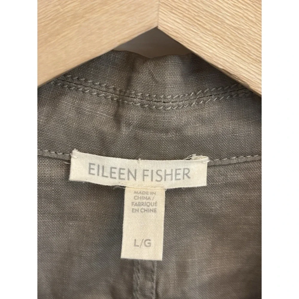 Eileen Fisher Gray Organic Linen Moto Jacket Two Tone Zip Lightweight Large $278